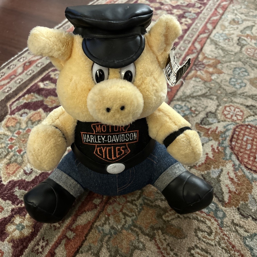 Huge 19" Harley Davidson Motorcycles Plush Pig 1993 Stuffed Animal Play By Play